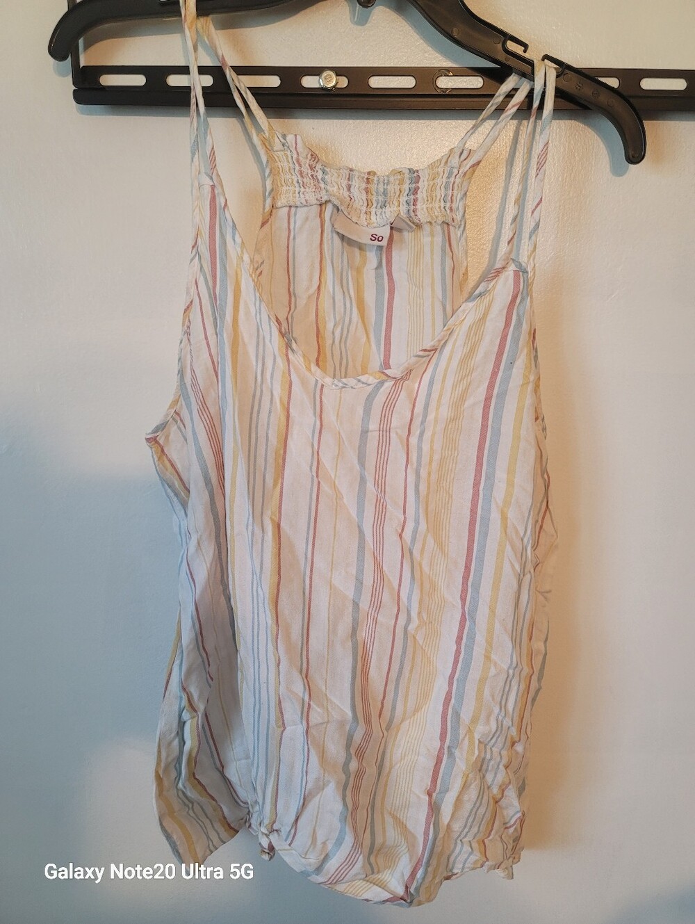 SO Striped Cream Tank Top with Pastel Yellow, Blue & Pink